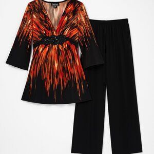 R & M Richards Women’s 2-Piece Evening Set – Size 14P – Beaded Waist